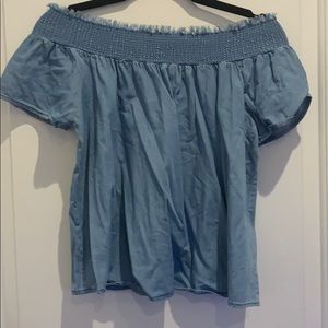 Off the Shoulder Chambray Top